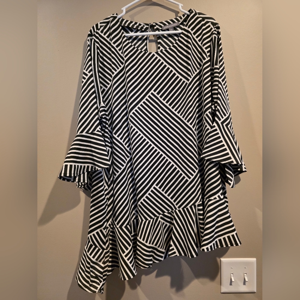 Jessica London Black and White Striped Tunic